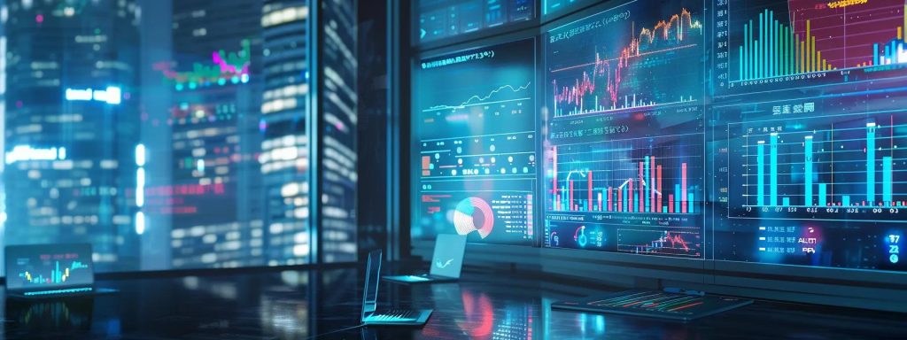 a modern office workspace showcases an animated brainstorming session, with vibrant charts and graphs on digital screens, as teams collaborate over laptops to enhance on-site seo strategies for improved local search rankings.