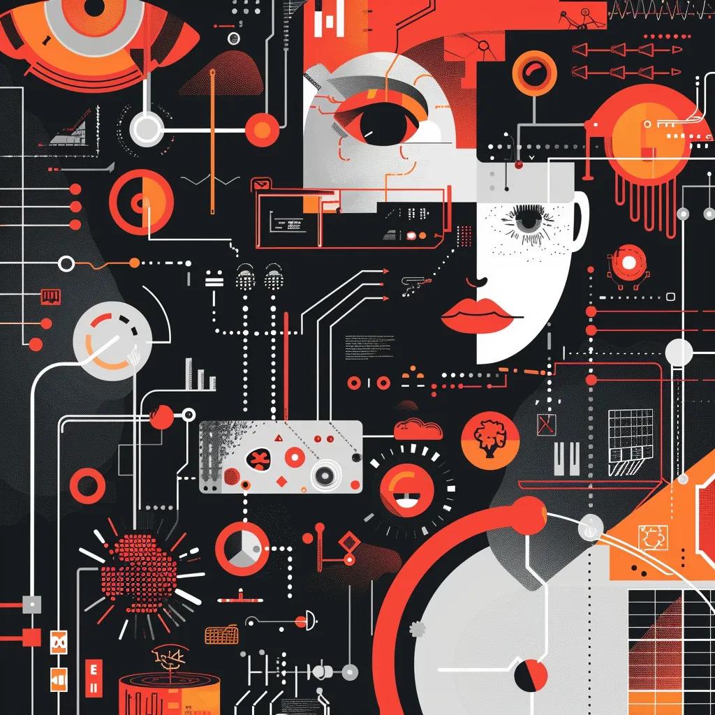 Illustration of AI technologies like machine learning and NLP enhancing SEO