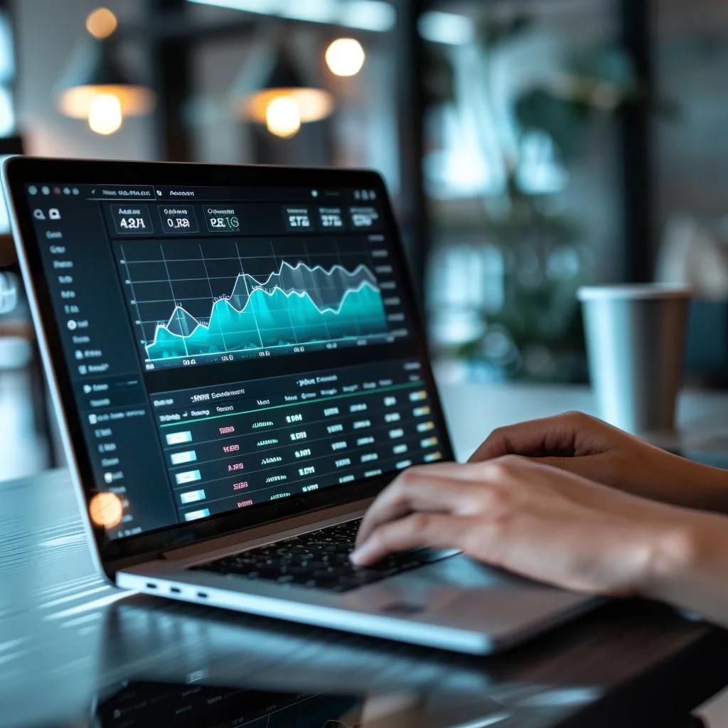 Person using AI tools for SEO analysis in a modern workspace