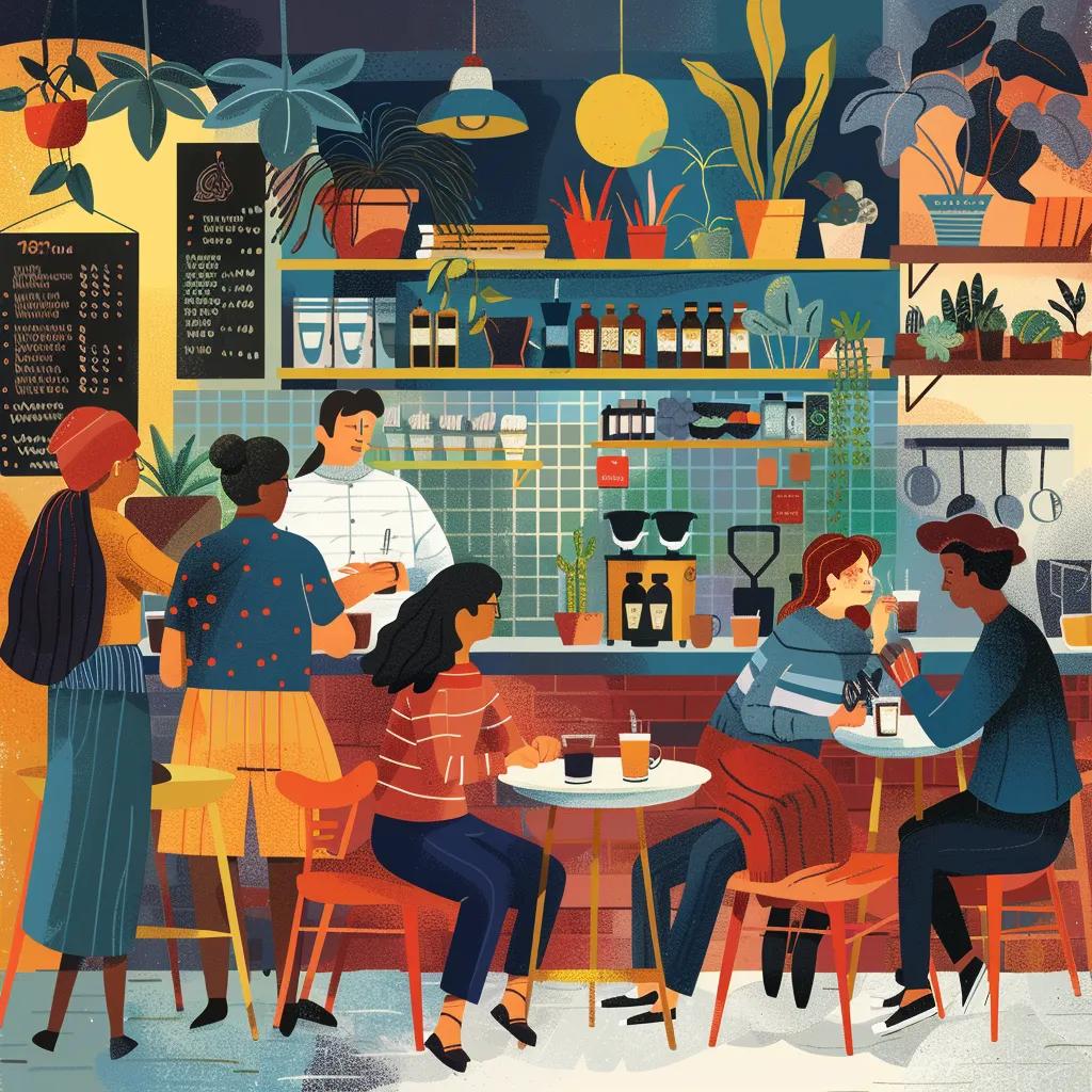 Small business owner engaging with customers in a café, highlighting local SEO importance