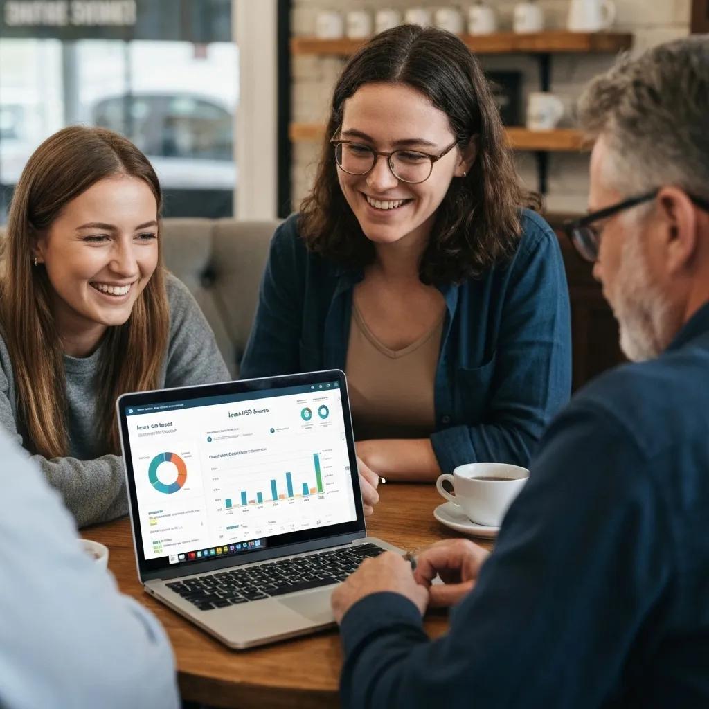 A group of small business owners in Toowoomba collaborating on digital marketing strategies.